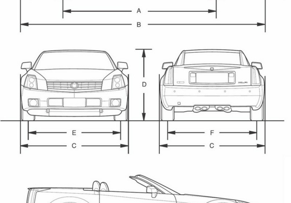Cadillac XLR (2007) (Кадиллак XЛР (2007)) - чертежи (рисунки) автомобиля